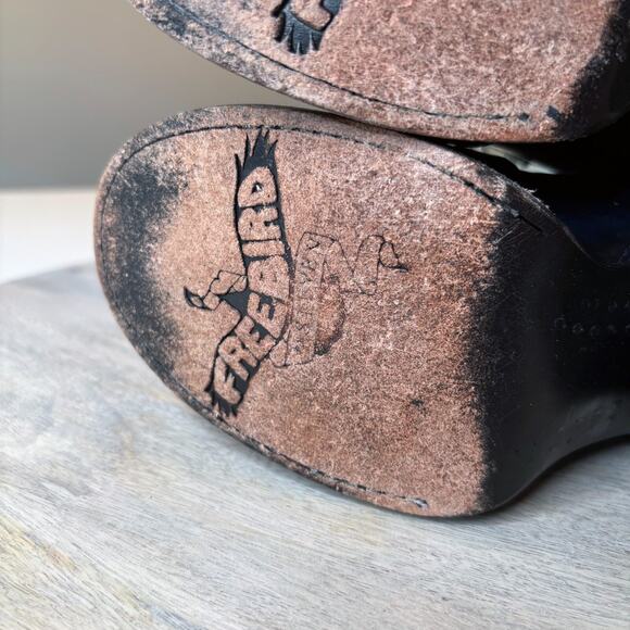 Freebird by Steven Rare Gem Blue Leather Distressed Moto Boots US Size 6 - Picture 9 of 11